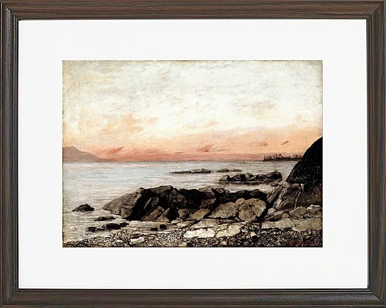 Gustave Courbet – Sonnenuntergang, Vevey, Schweiz 1874 | Giclée Kunstdruck gerahmt