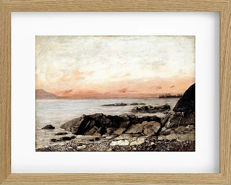 Gustave Courbet – Sonnenuntergang, Vevey, Schweiz 1874 | Giclée Kunstdruck gerahmt