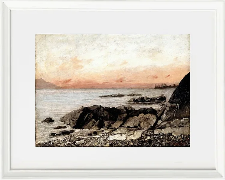 Gustave Courbet – Sonnenuntergang, Vevey, Schweiz 1874 | Giclée Kunstdruck gerahmt