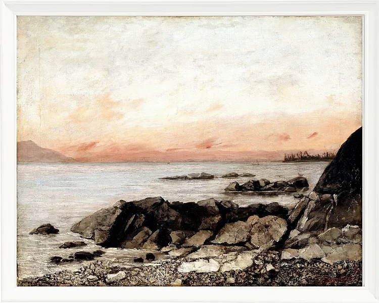 Gustave Courbet – Sonnenuntergang, Vevey, Schweiz 1874 | Giclée Kunstdruck gerahmt