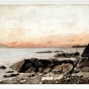 Gustave Courbet – Sonnenuntergang, Vevey, Schweiz 1874 | Giclée Kunstdruck gerahmt