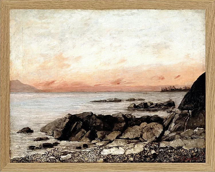 Gustave Courbet – Sonnenuntergang, Vevey, Schweiz 1874 | Giclée Kunstdruck gerahmt