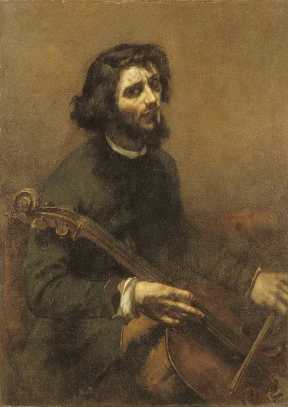Gustave Courbet | Cellisten, selvportræt – 1847 | Indrammet kunsttryk | Realisme