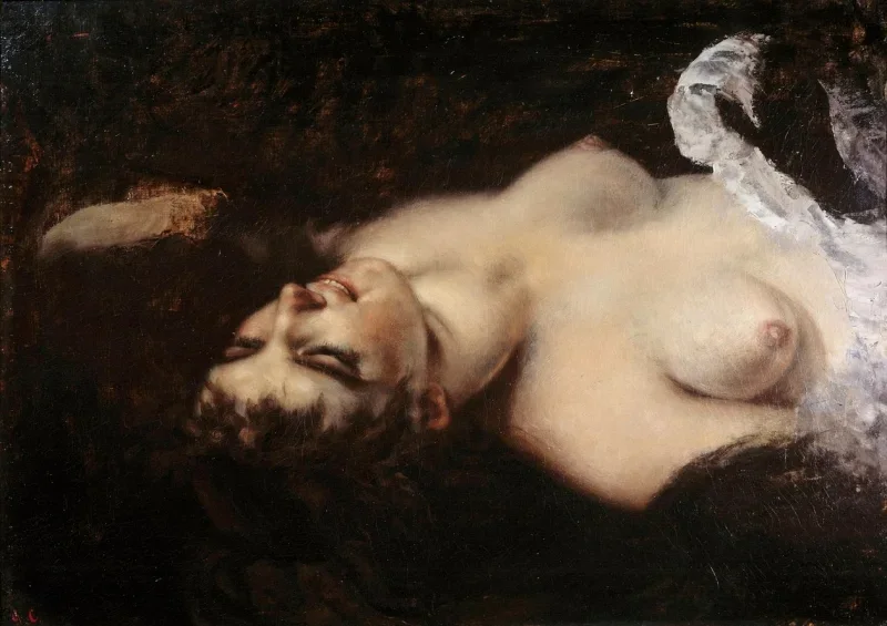 Gustave Courbet | Studie til Kvinden med papegøjen – 1866 | Indrammet kunsttryk | Realisme