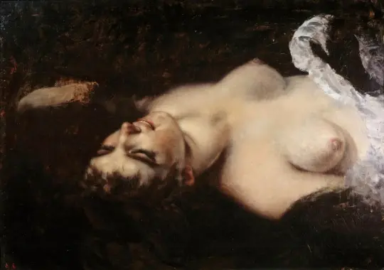 Gustave Courbet | Studie til Kvinden med papegøjen – 1866 | Indrammet kunsttryk | Realisme