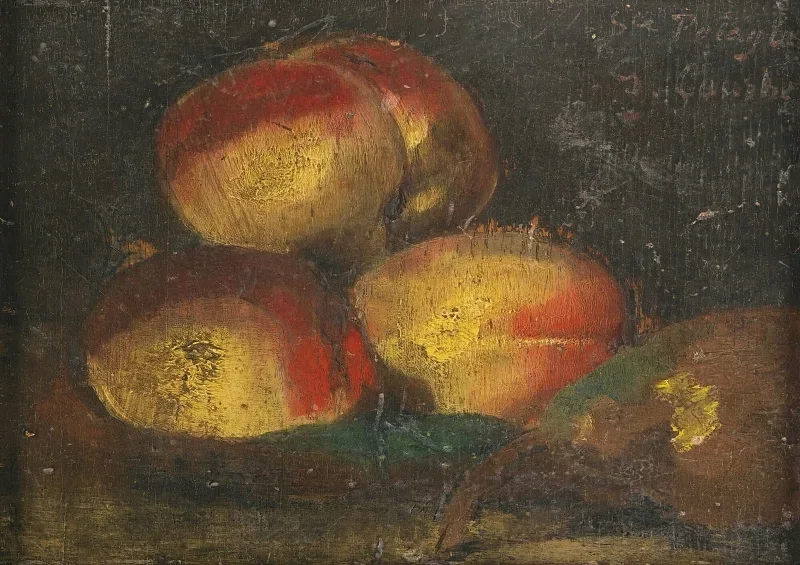 Gustave Courbet | Stillleben mit drei Pfirsichen und einer Birne – 1871 | Gerahmter Kunstdruck | Realismus