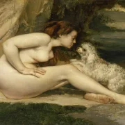 Gustave Courbet | Akt einer Frau mit Hund – 1861 | Gerahmter Kunstdruck | Realismus
