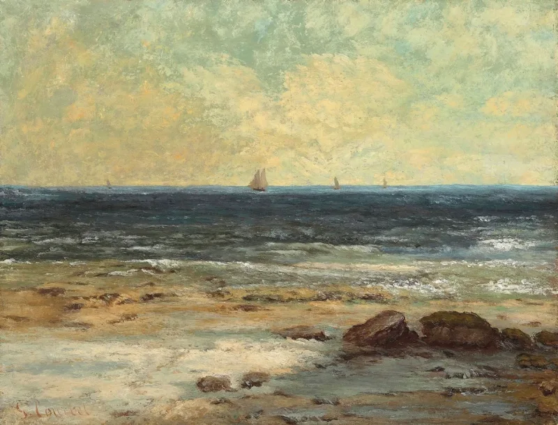 Gustave Courbet – Strand am Meer bei Palavas 1872 | Giclée Kunstdruck gerahmt