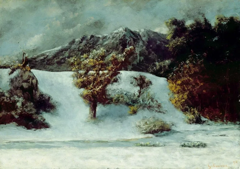 Gustave Courbet | Vinterlandskab med Dents du Midi - 1876 | Indrammet kunsttryk | Realisme