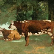 Gustave Courbet | To brune køer – 1865 | Indrammet kunsttryk | Realisme