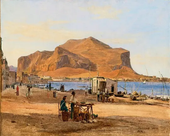 Hafen von Palermo mit Blick auf Monte Pellegrino – 1840