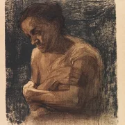 Halvlængde af en kvinde med korslagte arme - 1905