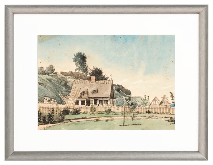 Küstenlandschaft mit reetgedeckten Häusern - 1840