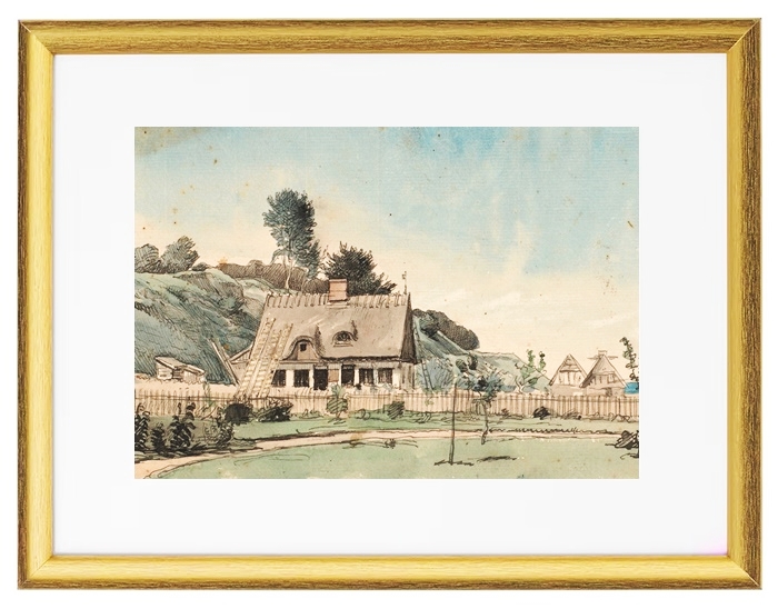 Küstenlandschaft mit reetgedeckten Häusern - 1840
