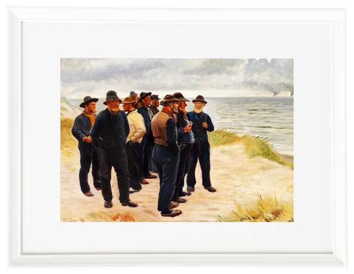 Skagen Fischer am Strand mit Blick aufs Meer – 1925