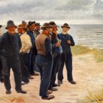 Skagen Fischer am Strand mit Blick aufs Meer – 1925