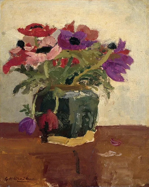 Ingwertopf mit Anemonen - 1900