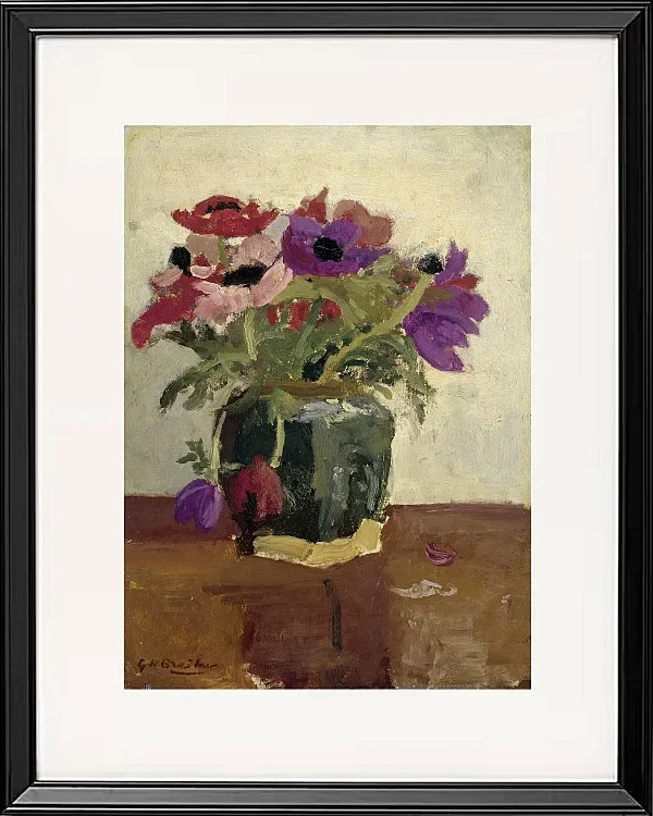 Ingwertopf mit Anemonen - 1900
