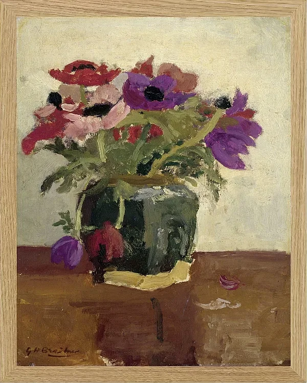 Ingwertopf mit Anemonen - 1900