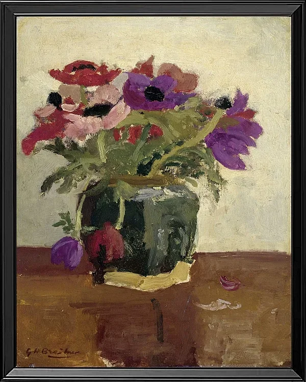 Ingwertopf mit Anemonen - 1900