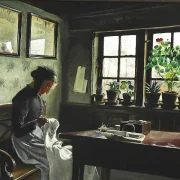 Interieur mit nähender Frau - 1909
