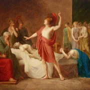 Jacques-Louis David – Achilleus sørger over Patroklos død 1824 | Indrammet giclée-kunsttryk