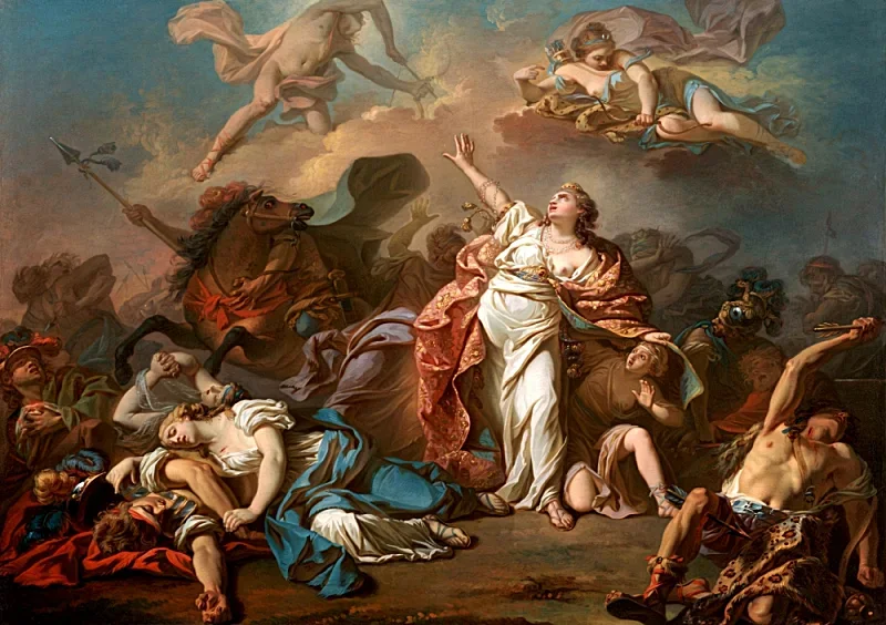 Jacques-Louis David | Apollo und Diana greifen die Kinder von Niobe an – 1772 | Gerahmter Kunstdruck | Klassizismus | formida