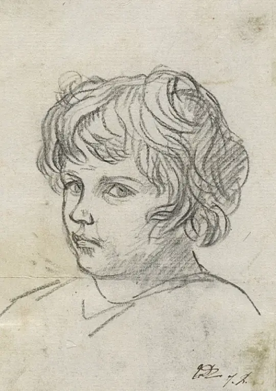 Jacques-Louis David | Drengehoved - 1775 | Indrammet kunsttryk | Klassicisme | formida