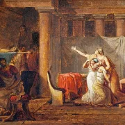Jacques-Louis David | Liktorerne vender tilbage til Brutus, hans sønners kroppe - 1781 | Indrammet kunsttryk | Klassicisme | formida