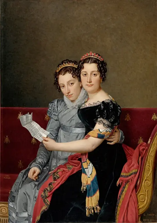 Jacques-Louis David | Søstrene Zénaïde og Charlotte Bonaparte - 1799 | Indrammet kunsttryk | Klassicisme | formida