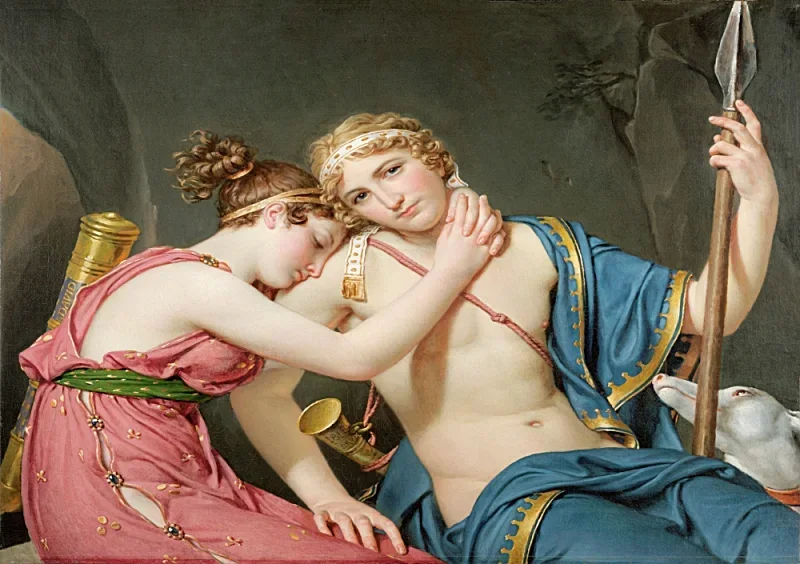 Jacques-Louis David | Telemachos og Eucharis farvel - 1818 | Indrammet kunsttryk | Klassicisme | formida