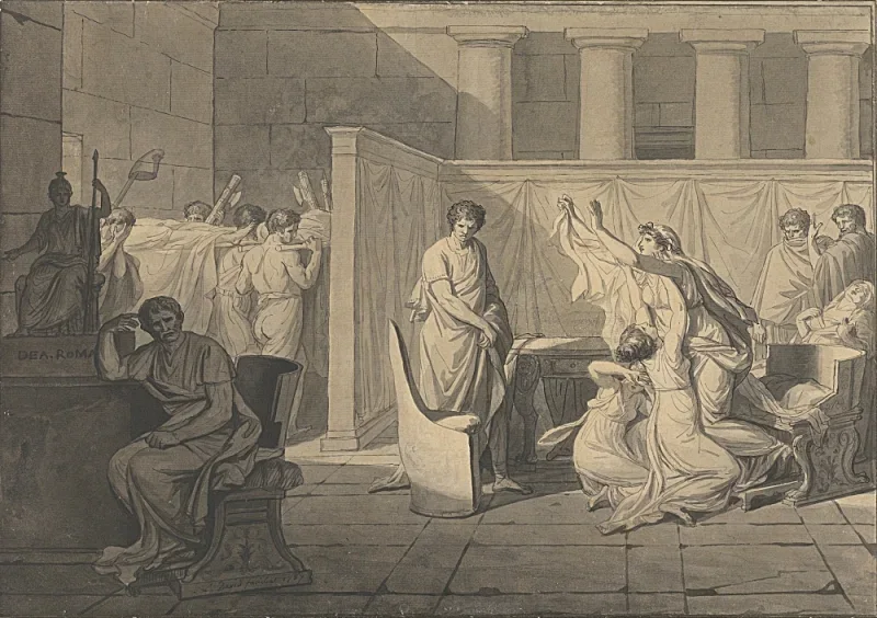 Jacques-Louis David | Die Liktoren bringen Brutus die Leichen seiner Söhne - 1787 | Gerahmter Kunstdruck | Klassizismus | formida