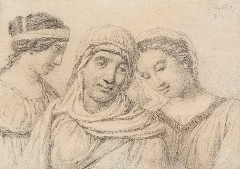 Jacques-Louis David | Tre kvinder - 1817 | Indrammet kunsttryk | Klassicisme | formida