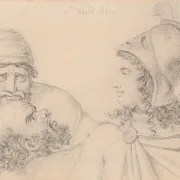 Jacques-Louis David | Hjelmklædt kriger med to skæggede mænd - 1817 | Indrammet kunsttryk | Klassicisme | formida