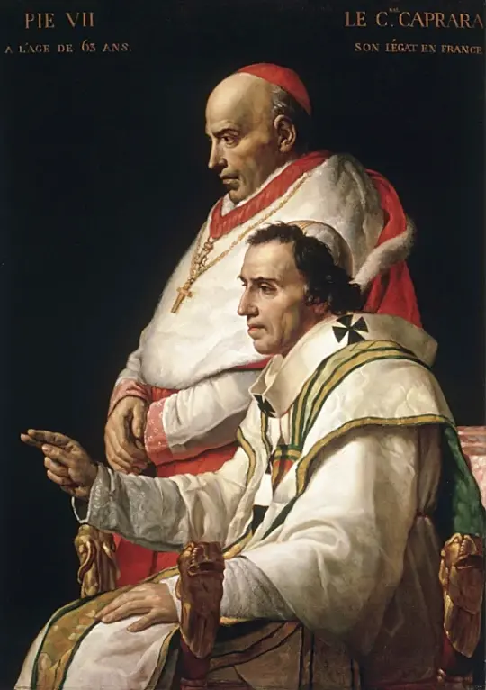 Jacques-Louis David | Pave Pius VII og kardinal Caprara - 1805 | Indrammet kunsttryk | Klassicisme | formida