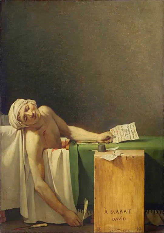 Jacques-Louis David | Marat myrdet - 1793 | Indrammet kunsttryk | Klassicisme | formida