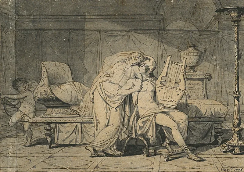 Jacques-Louis David | Paris og Helena - 1786 | Indrammet kunsttryk | Klassicisme | formida