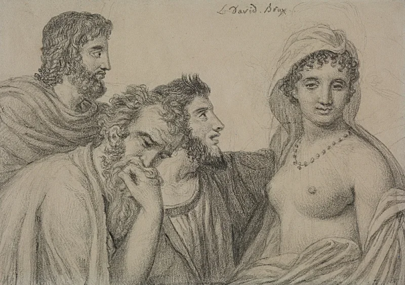 Jacques-Louis David | Phryné for dommerne - 1820 | Indrammet kunsttryk | Klassicisme | formida