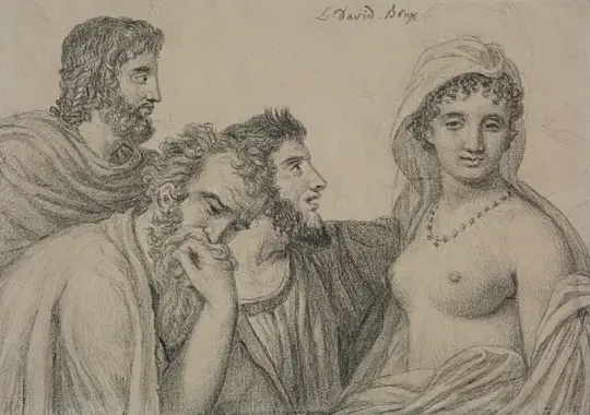 Jacques-Louis David | Phryné for dommerne - 1820 | Indrammet kunsttryk | Klassicisme | formida