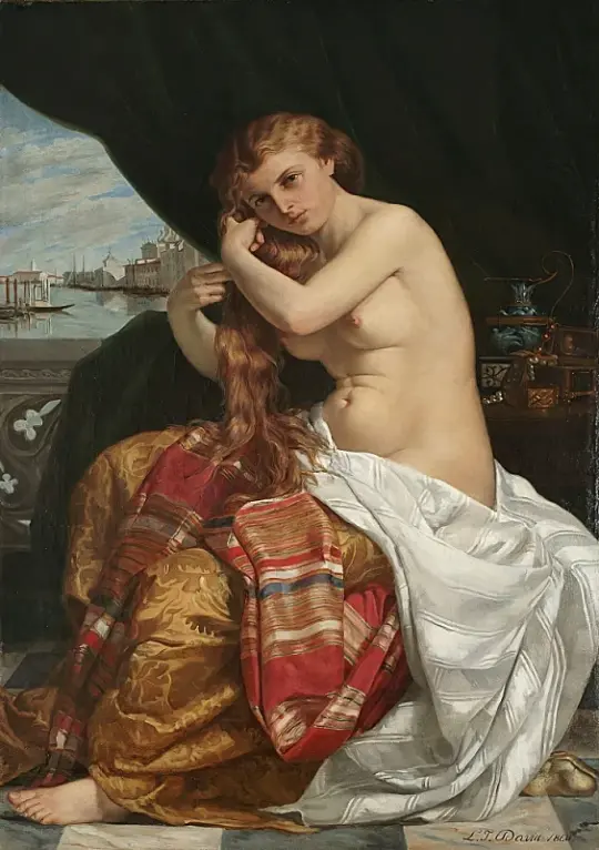 Jacques-Louis David | Venetiansk kvinde ved sit toilet - 1815 | Indrammet kunsttryk | Klassicisme | formida