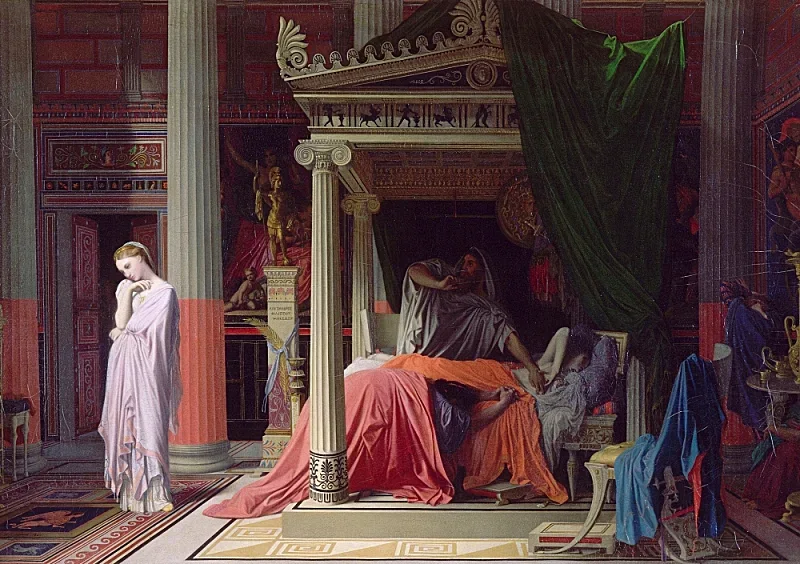 Jean Auguste Dominique Ingres | Achilleus modtager i sit telt Agamemnons udsendinge - 1801 | Indrammet kunsttryk | Klassicisme | formida