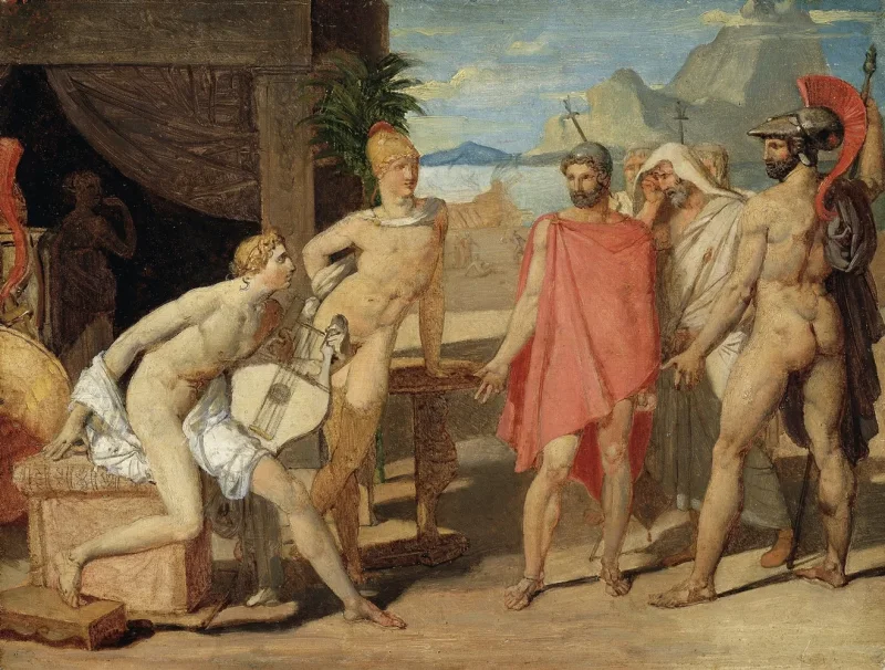 Jean-Auguste Dominique Ingres – Achilles empfängt in seinem Zelt die Gesandten von Agamemnon 1801 | Giclée Kunstdruck gerahmt