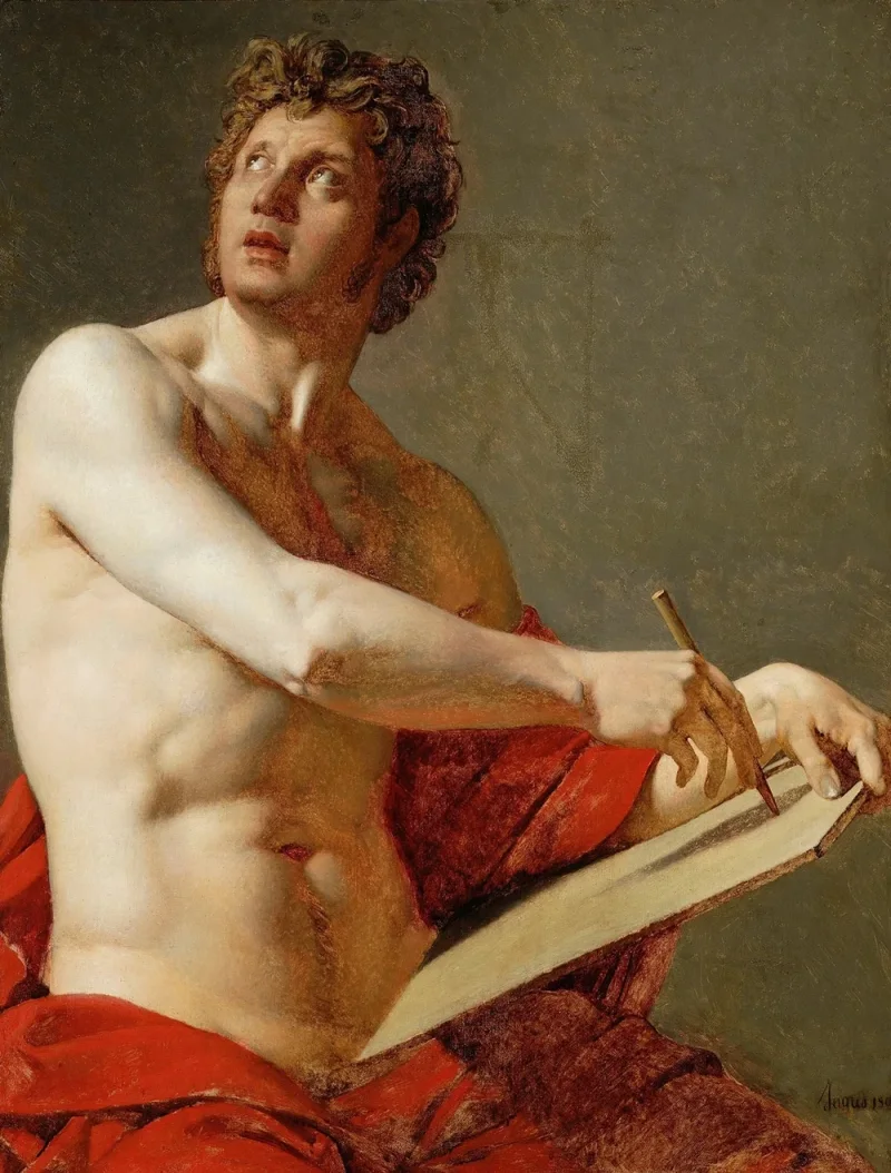 Jean-Auguste Dominique Ingres – Akademische Studie eines nackten Mannes 1801 | Giclée Kunstdruck gerahmt