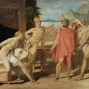 Jean Auguste Dominique Ingres | Achilleus modtager i sit telt Agamemnons udsendinge - 1801 | Indrammet kunsttryk | Klassicisme | formida