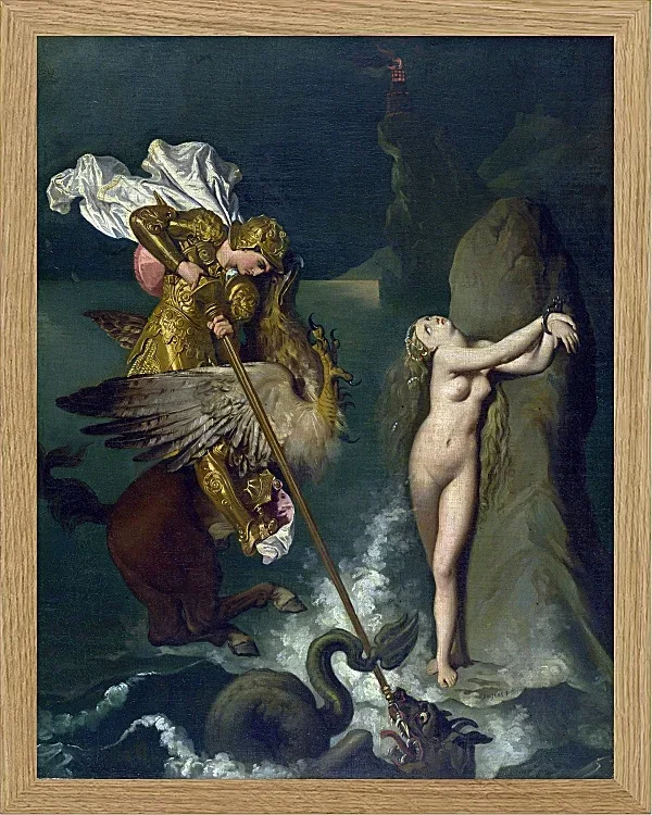 Jean-Auguste Dominique Ingres – Angelica von Ruggiero gerettet  1829 | Giclée Kunstdruck gerahmt