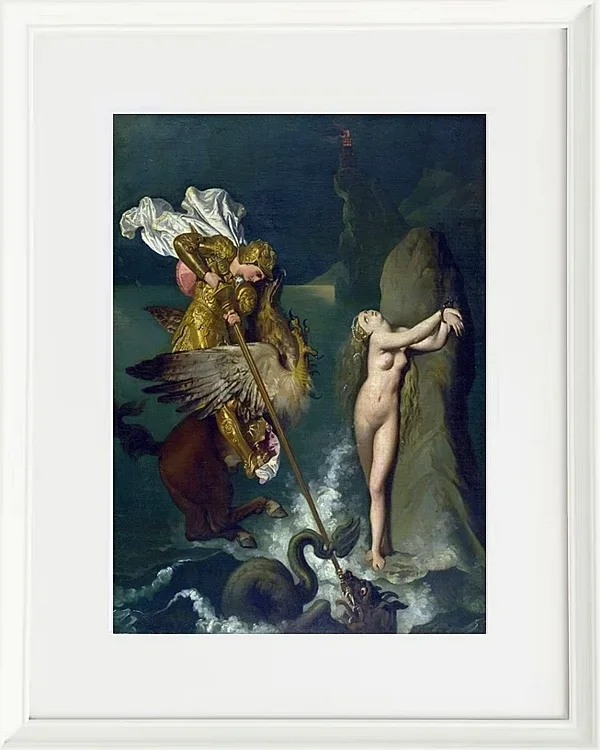 Jean-Auguste Dominique Ingres – Angelica von Ruggiero gerettet  1829 | Giclée Kunstdruck gerahmt