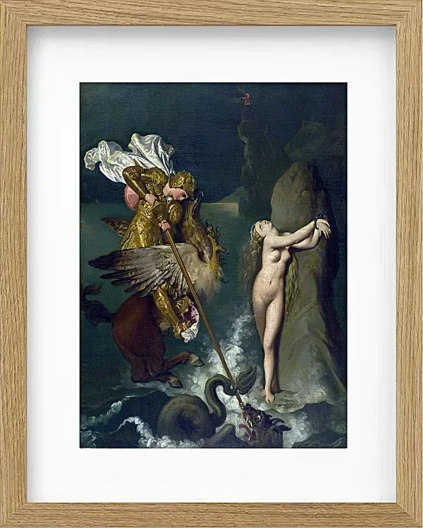 Jean-Auguste Dominique Ingres – Angelica von Ruggiero gerettet  1829 | Giclée Kunstdruck gerahmt
