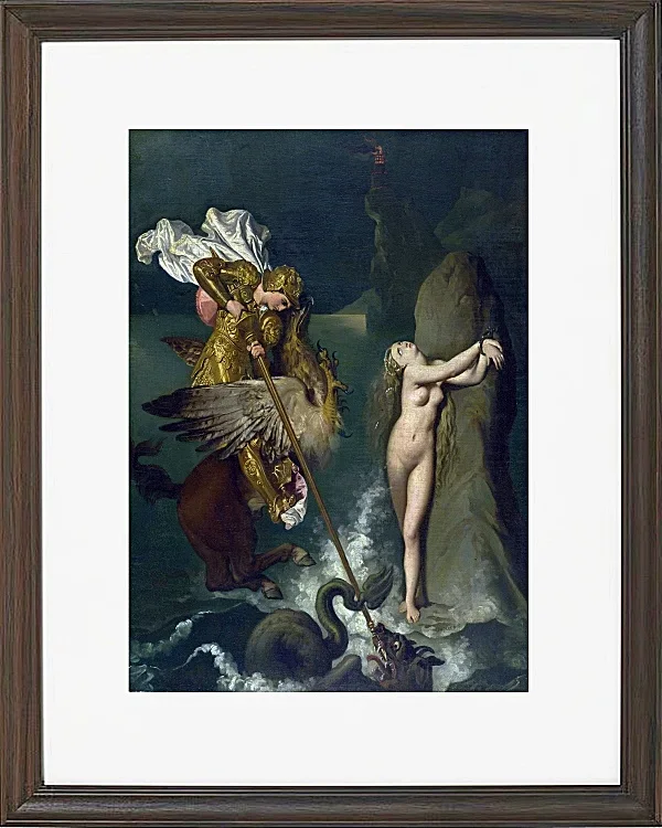 Jean-Auguste Dominique Ingres – Angelica von Ruggiero gerettet  1829 | Giclée Kunstdruck gerahmt
