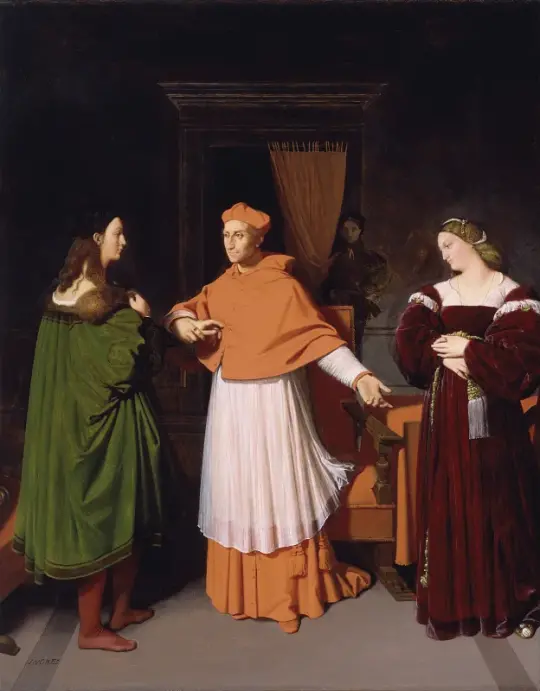 Jean Auguste Dominique Ingres | Raphaels forlovelse og kardinal Bibbienas niece - 1813 | Indrammet kunsttryk | Klassicisme | formida