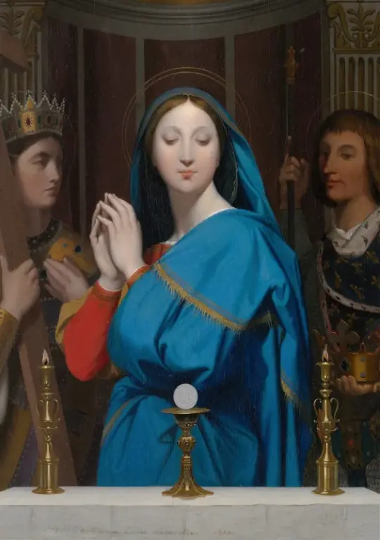 Jean Auguste Dominique Ingres | Jomfru Maria tilbeder Hostien - 1852 | Indrammet kunsttryk | Klassicisme | formida